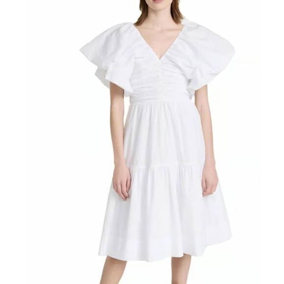 NWT BLACK HALO Tide midi short sleeve white Dress sz 2 - Picture 1 of 7